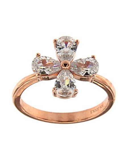 JOOLS SR2628.3 Δαχτυλίδι Από Ροζ Επιχρυσωμένο Ασήμι με Ζιργκόν - Κοσμηματοπωλείο Goldy