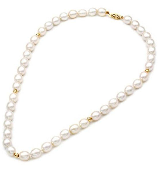 Κολιέ 110148 με Μαργαριτάρια Fresh Water Pearl 8,0-10,0mm 14ct - Κοσμηματοπωλείο Goldy