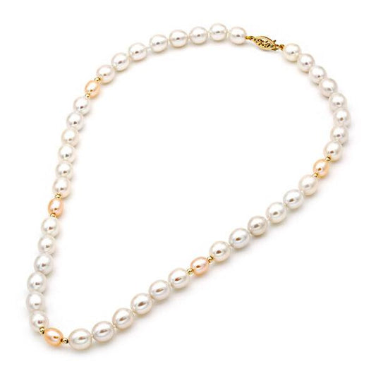 Κολιέ 110150 με Μαργαριτάρια Fresh Water Pearl 8,0-10,0mm 14ct - Κοσμηματοπωλείο Goldy