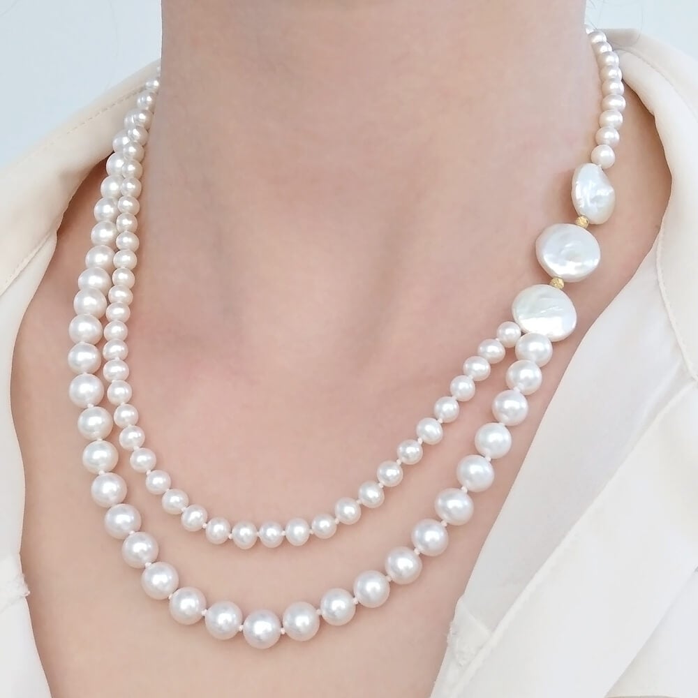 Κολιέ 110277 Μαργαριτάρια Fresh Water Pearl 5mm-14mm 14ct - Κοσμηματοπωλείο Goldy