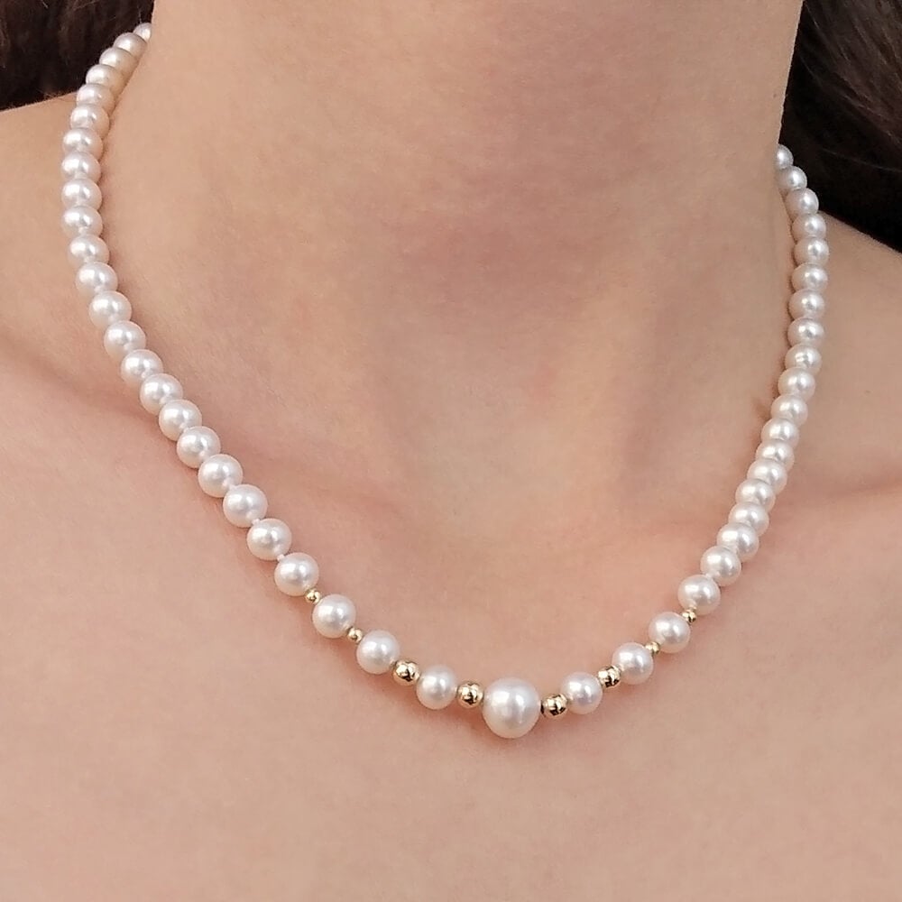 Κολιέ 110304 Μαργαριτάρια Fresh Water Pearl 6-9mm 14ct - Κοσμηματοπωλείο Goldy