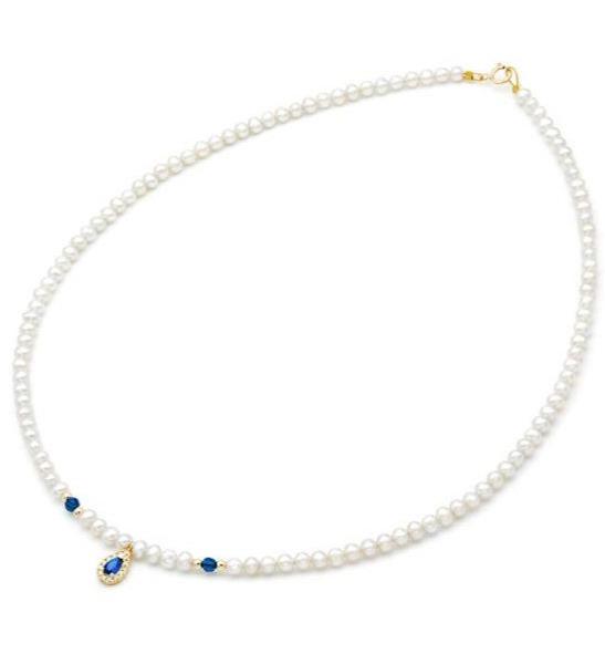 Κολιέ με Μαργαριτάρια 110163 Fresh Water Pearl 3,5-4,0mm με Ροζέτα 14ct - Κοσμηματοπωλείο Goldy