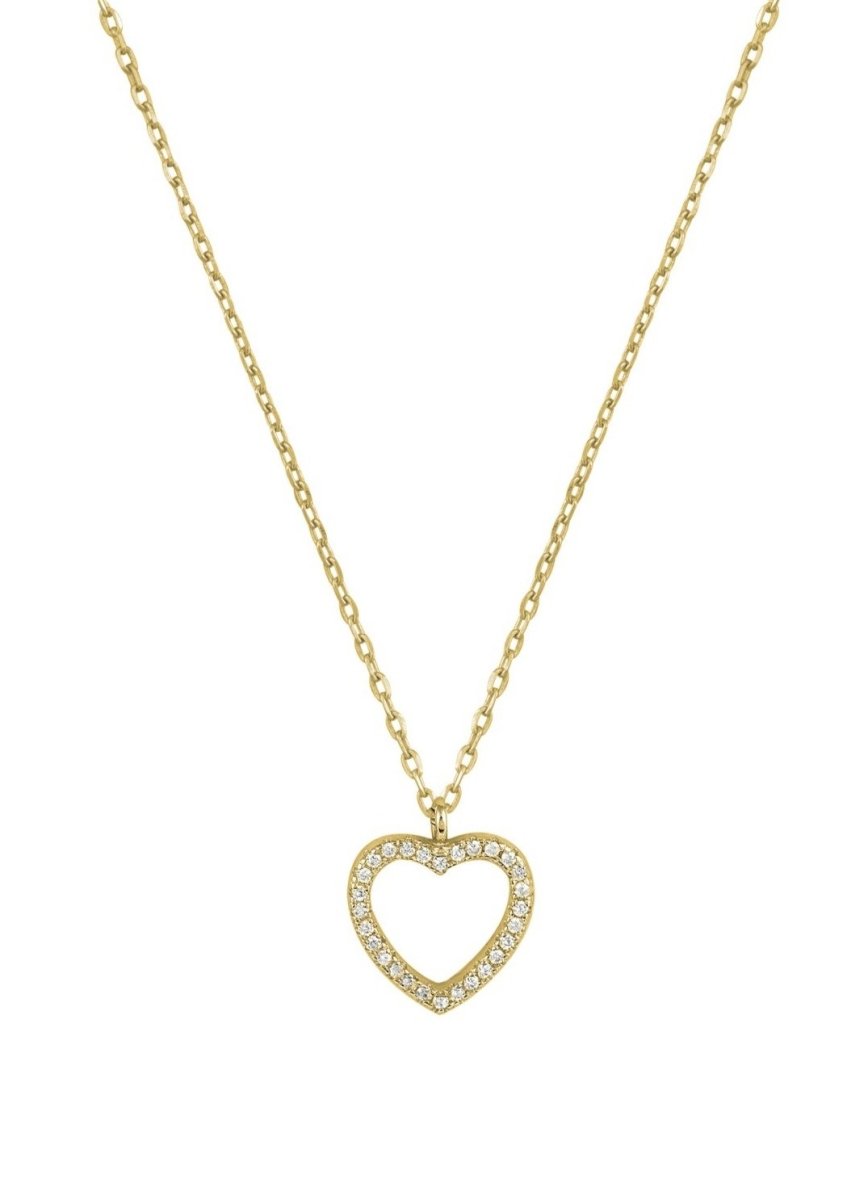 Κολιέ NC72038 Καρδιά Από Επιχρυσωμένο Ασήμι με Ζιργκόν - Κοσμηματοπωλείο Goldy