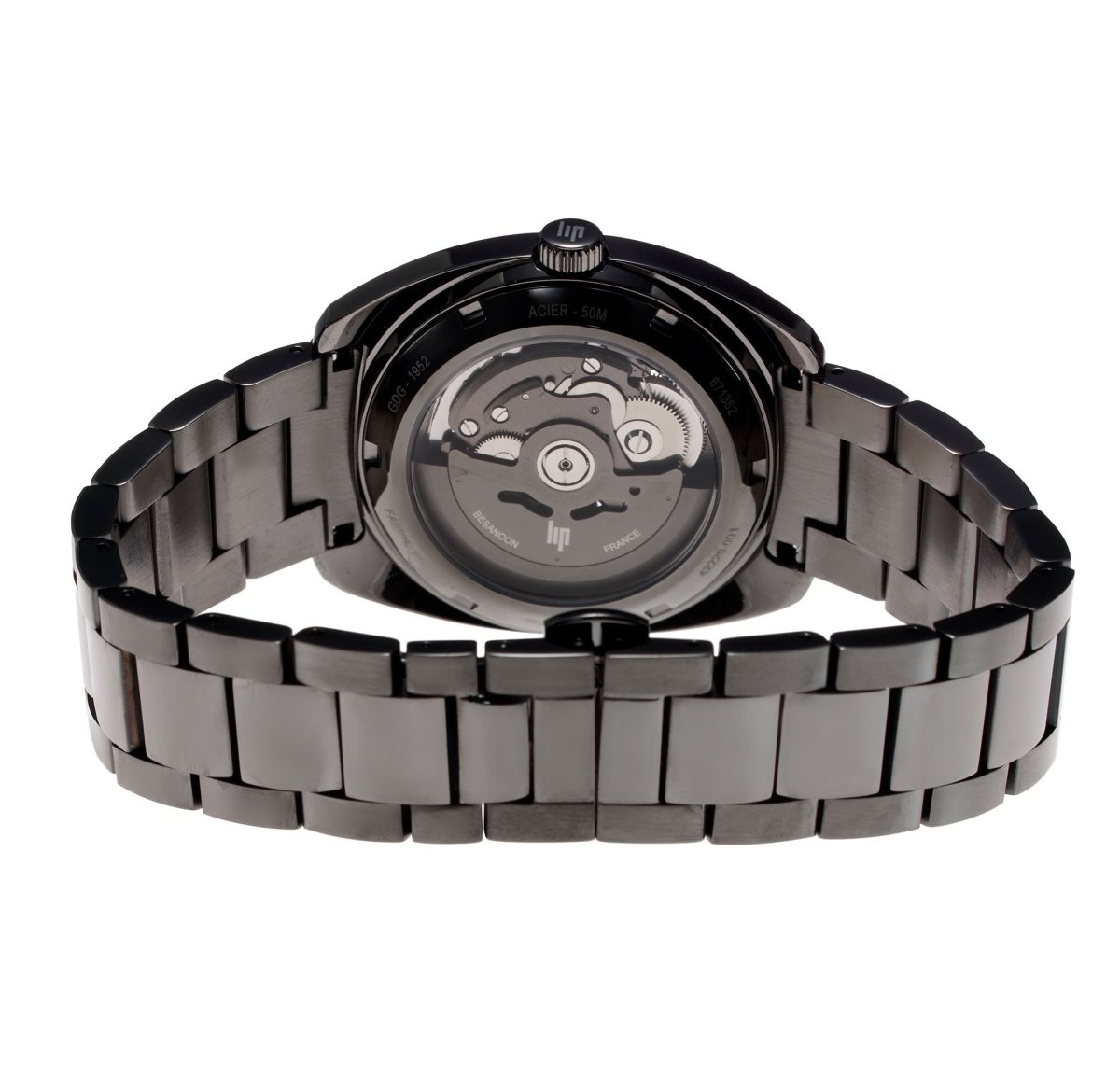 LIP 671382 General De Gaule 39 Automatic Black Stainless Steel Bracelet - Κοσμηματοπωλείο Goldy