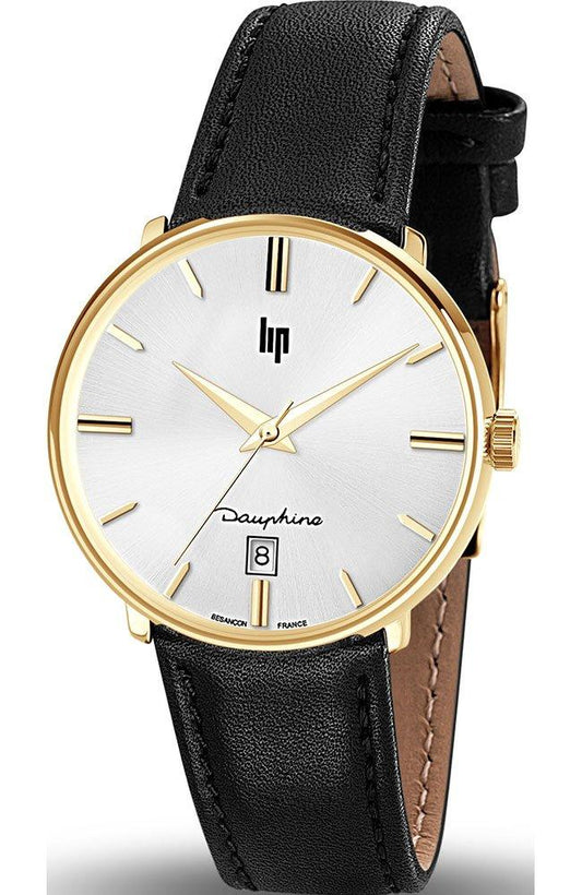 LIP 671426 Dauphine Black Leather Strap - Κοσμηματοπωλείο Goldy