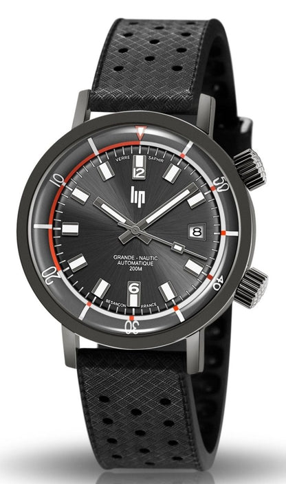 LIP 671522 Grand Nautic Rubber-Leather Black Strap - Κοσμηματοπωλείο Goldy