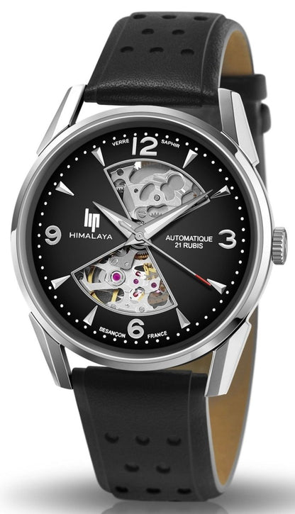 LIP 671573 Himalaya Automatic Black Leather Strap - Κοσμηματοπωλείο Goldy