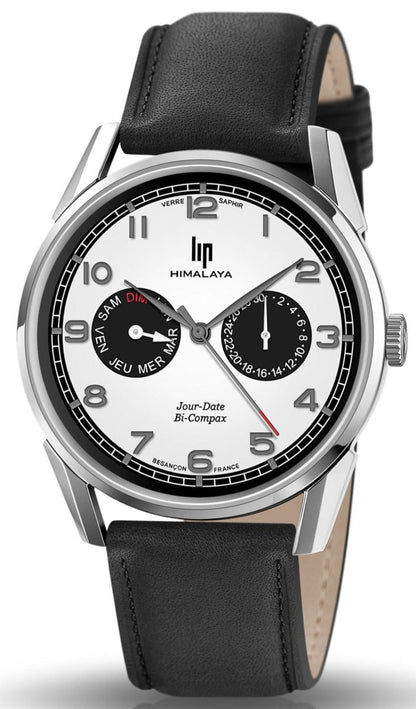 LIP 671673 Himalaya By-Compax Black Leather Strap - Κοσμηματοπωλείο Goldy