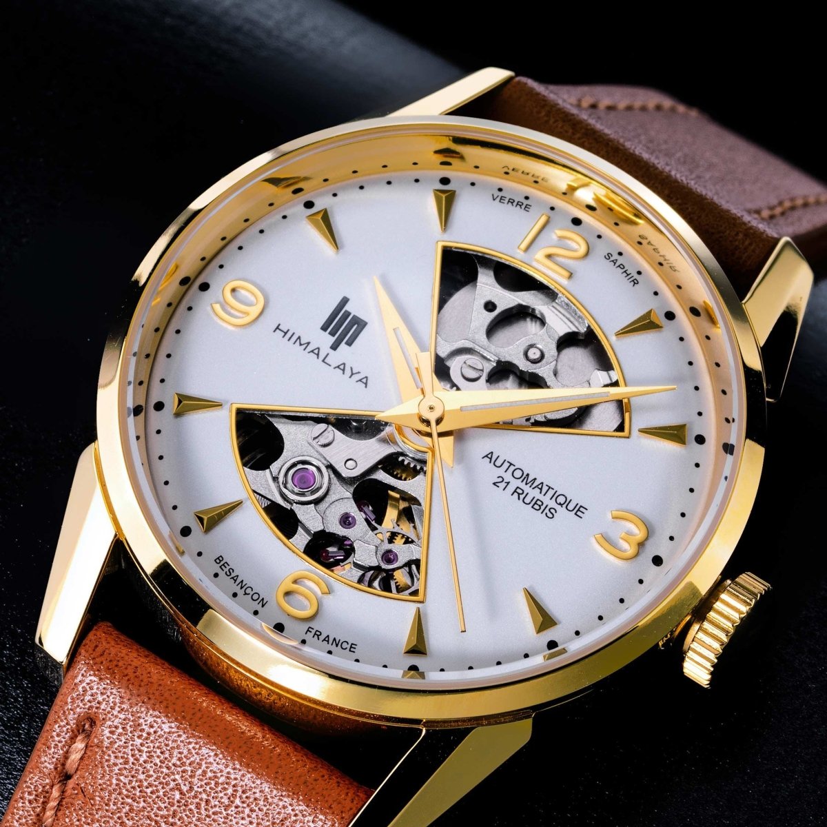 LIP 671683 Himalaya Automatic Brown Leather Strap - Κοσμηματοπωλείο Goldy