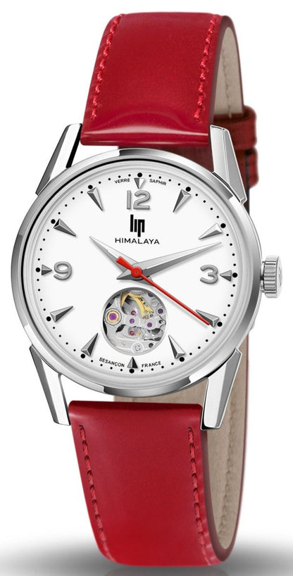 LIP 671685 Himalaya Automatic Red Leather Strap - Κοσμηματοπωλείο Goldy