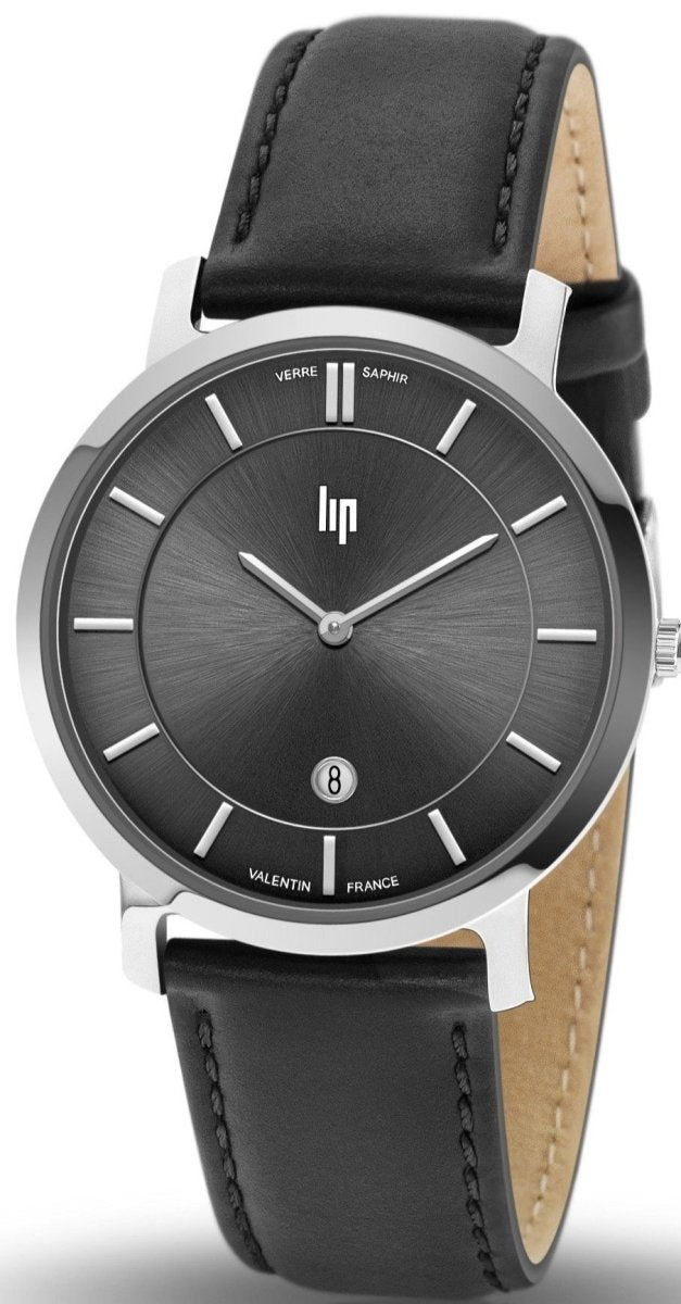 LIP 671703 Valentin Black Leather Strap - Κοσμηματοπωλείο Goldy