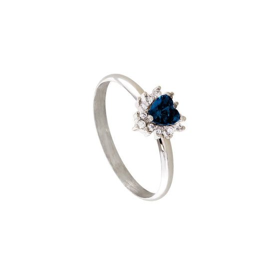 LOISIR 04L01-04404 Δαχτυλίδι Ροζέτα Από Επιπλατινωμένο Ασήμι με Μπλε Ζιργκόν - Κοσμηματοπωλείο Goldy