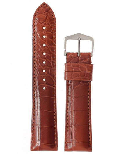 Λουρί Alligator Genuine 020136 Light Brown Leather Strap - Κοσμηματοπωλείο Goldy