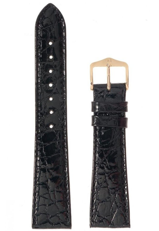 Λουρί Crocodile Genuine 020136 Black Leather Strap - Κοσμηματοπωλείο Goldy