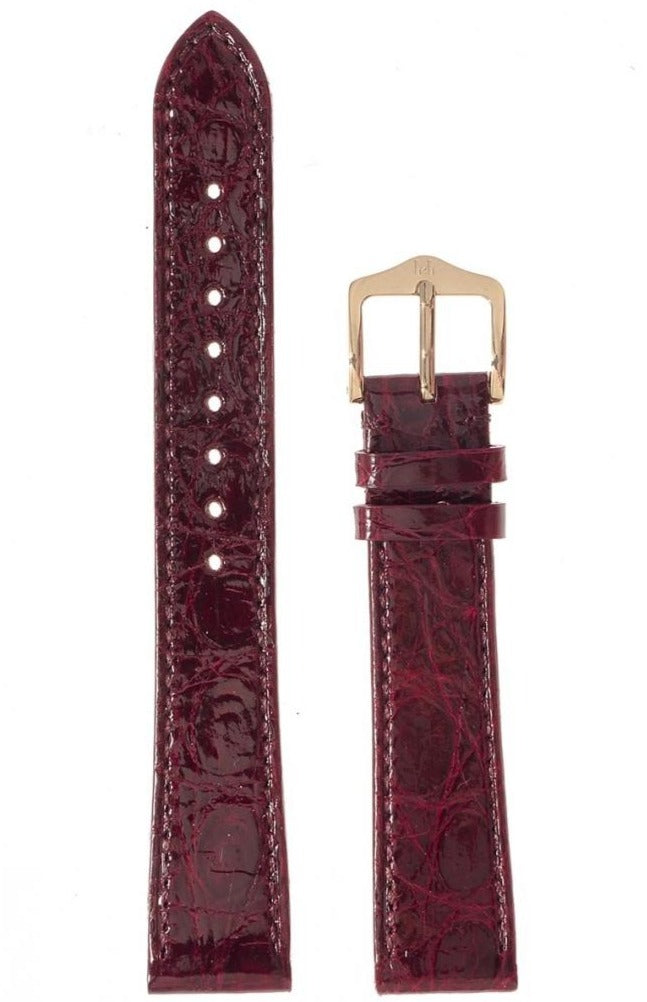 Λουρί Crocodile Genuine 020136 Bordeaux Leather Strap - Κοσμηματοπωλείο Goldy