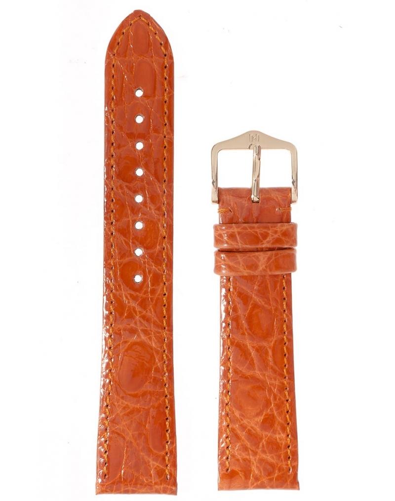 Λουρί Crocodile Genuine 020136 Orange Leather Strap - Κοσμηματοπωλείο Goldy