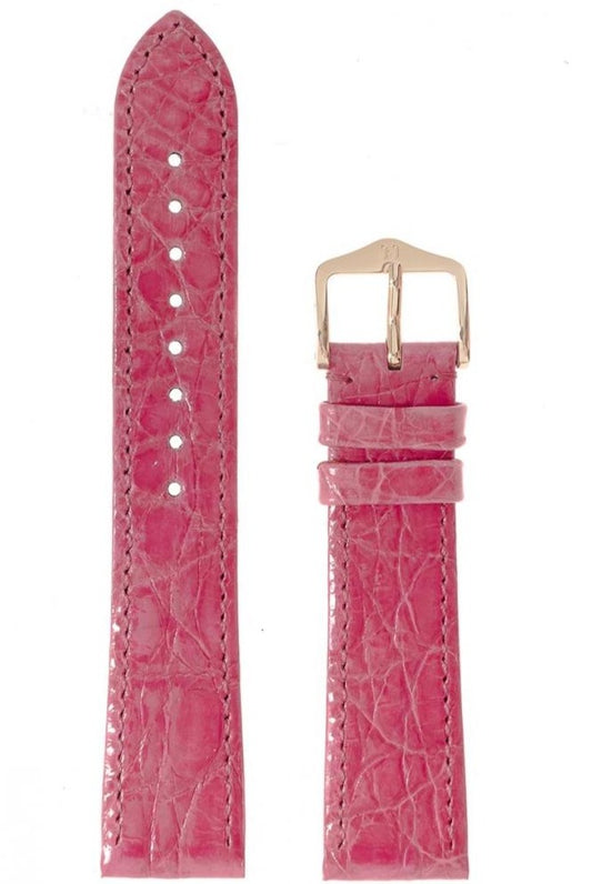 Λουρί Crocodile Genuine 020136 Pink Leather Strap - Κοσμηματοπωλείο Goldy