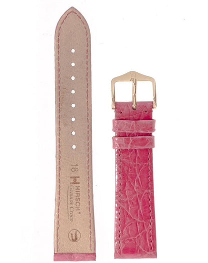 Λουρί Crocodile Genuine 020136 Pink Leather Strap - Κοσμηματοπωλείο Goldy