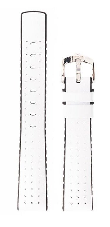 Λουρί Hirsch 09150-75000 Tiger White Leather-Rubber Strap - Κοσμηματοπωλείο Goldy