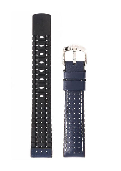 Λουρί Hirsch 09150-75080 Tiger Blue Leather-Rubber Strap - Κοσμηματοπωλείο Goldy