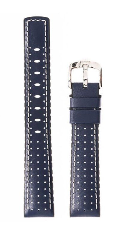 Λουρί Hirsch 09150-75080 Tiger Blue Leather-Rubber Strap - Κοσμηματοπωλείο Goldy