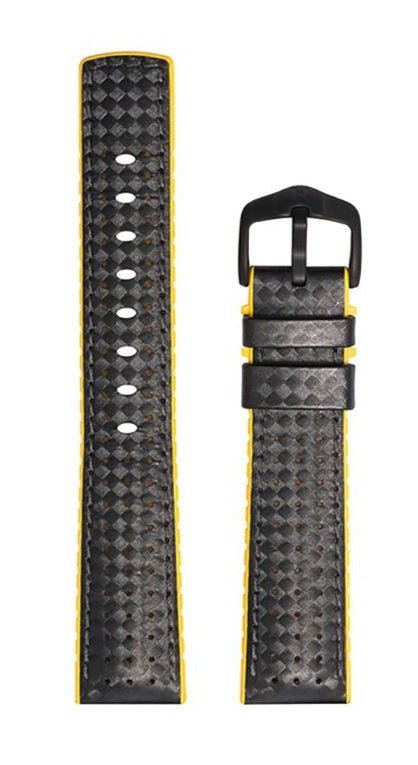 Λουρί Hirsch 09172-92050 Ayrton Black Leather-Rubber Strap - Κοσμηματοπωλείο Goldy