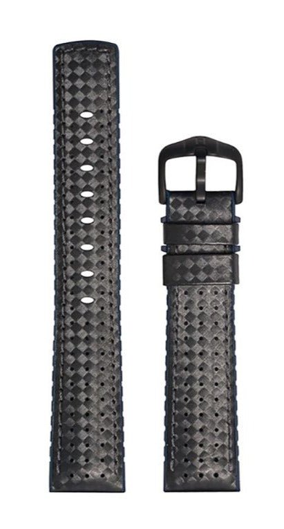 Λουρί Hirsch 09180-92050 Ayrton Black Leather-Rubber Strap - Κοσμηματοπωλείο Goldy