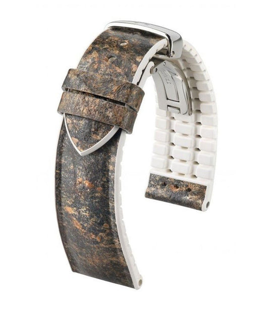 Λουρί Hirsch 09200-44131 Stone Grey Caoutchouc Strap - Κοσμηματοπωλείο Goldy