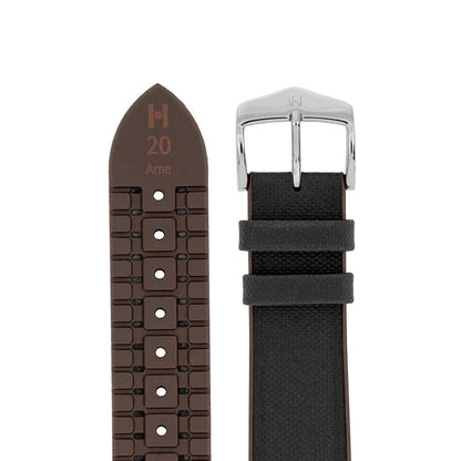 Λουρί Hirsch 09210-94050 Arne Black Leather-Caoutchouc Strap - Κοσμηματοπωλείο Goldy