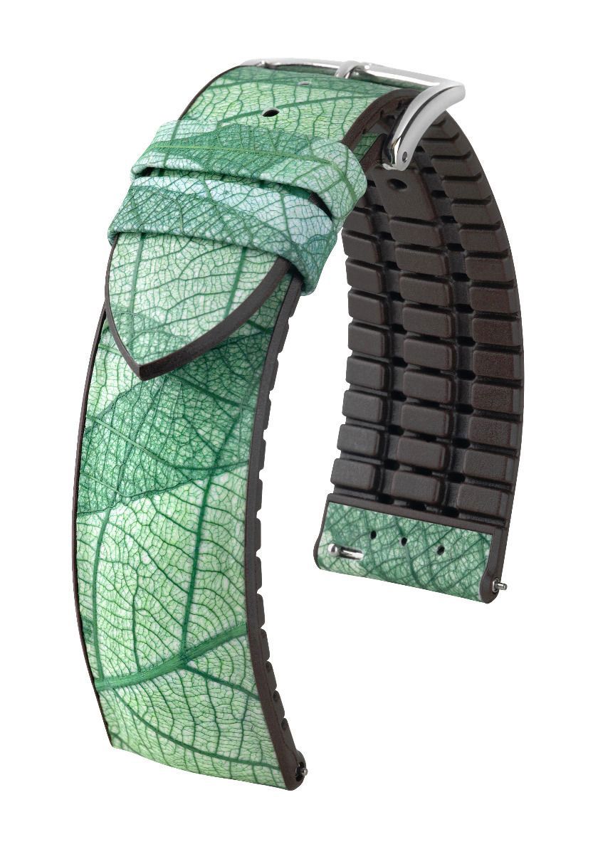 Λουρί Hirsch 0921046X40 Leaf Green Leather/Caoutchouc Strap - Κοσμηματοπωλείο Goldy