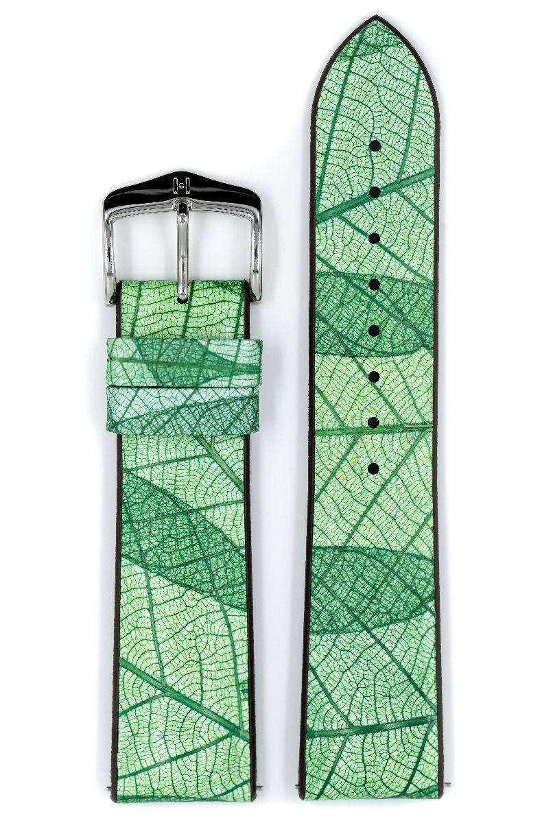 Λουρί Hirsch 0921046X40 Leaf Green Leather/Caoutchouc Strap - Κοσμηματοπωλείο Goldy