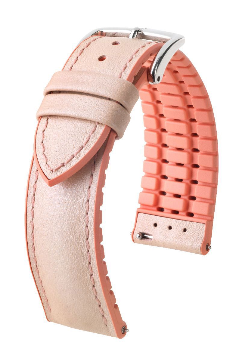 Λουρί Hirsch 0922302X22 Lindsey Beige Leather/Caoutchouc Strap - Κοσμηματοπωλείο Goldy