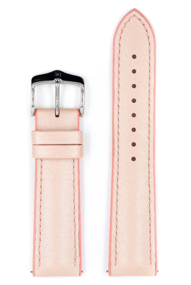 Λουρί Hirsch 0922302X22 Lindsey Beige Leather/Caoutchouc Strap - Κοσμηματοπωλείο Goldy