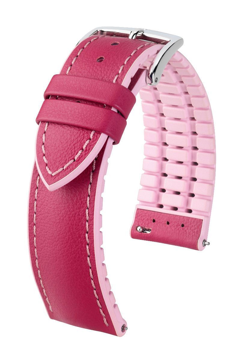 Λουρί Hirsch 0922302X25 Lindsey Pink Leather/Caoutchouc Strap - Κοσμηματοπωλείο Goldy