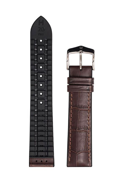 Λουρί Hirsch 09250-28110 Paul Brown Leather-Rubber Strap - Κοσμηματοπωλείο Goldy