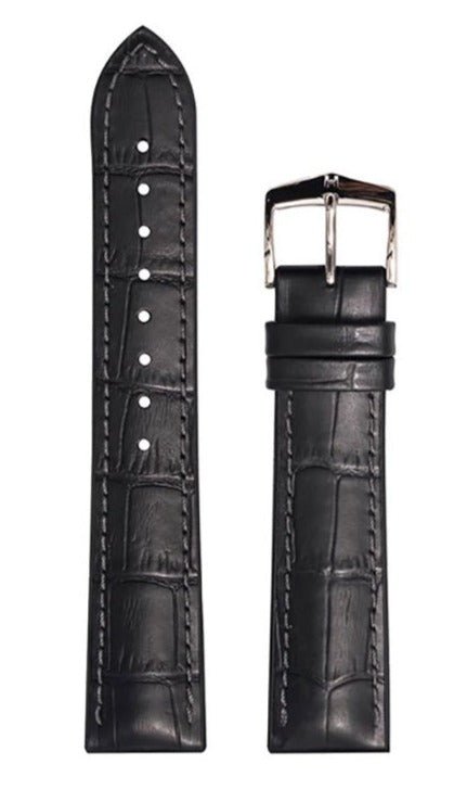 Λουρί Hirsch 09250-28150 Paul Black Leather-Rubber Strap - Κοσμηματοπωλείο Goldy