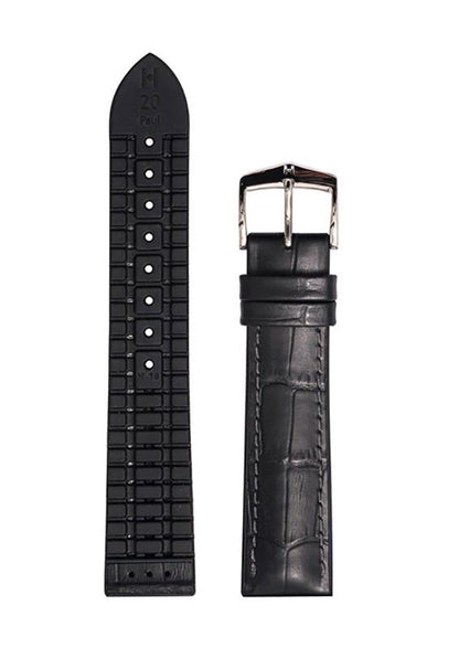 Λουρί Hirsch 09250-28150 Paul Black Leather-Rubber Strap - Κοσμηματοπωλείο Goldy