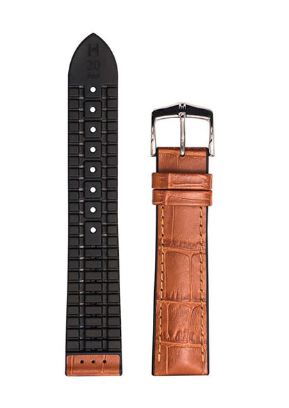 Λουρί Hirsch 09250-28175 Paul Light Brown Leather-Rubber Strap - Κοσμηματοπωλείο Goldy