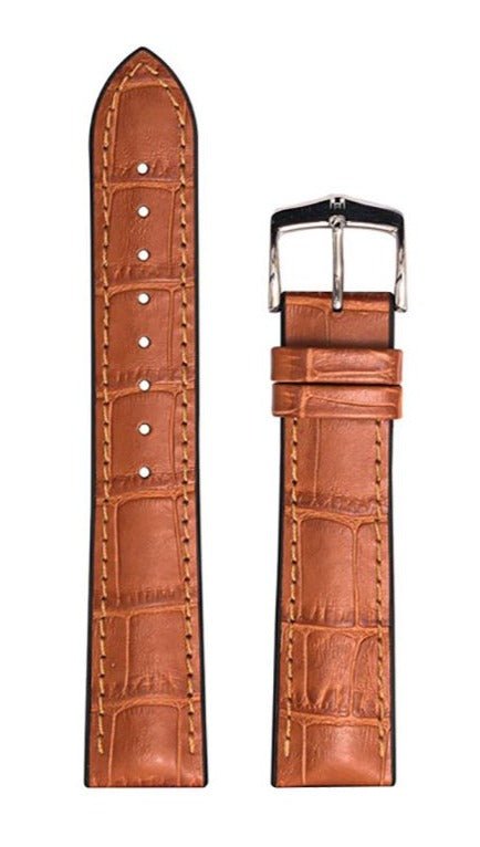 Λουρί Hirsch 09250-28175 Paul Light Brown Leather-Rubber Strap - Κοσμηματοπωλείο Goldy