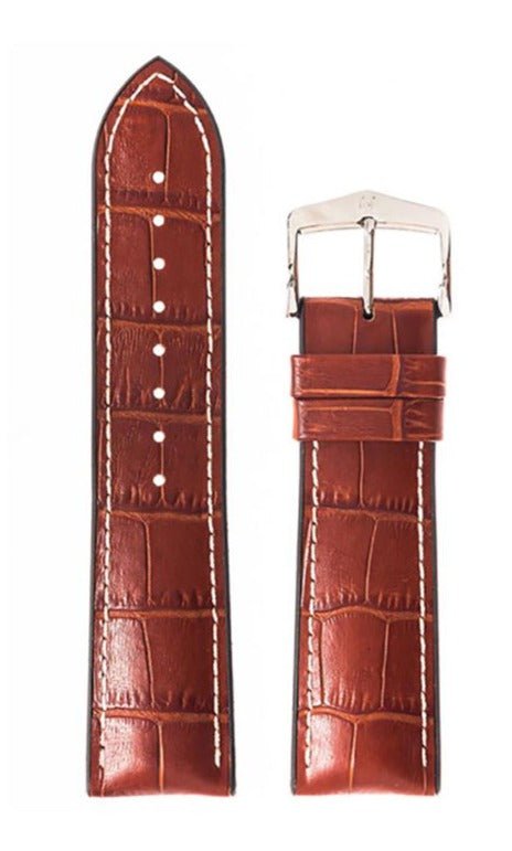 Λουρί Hirsch 09251-28070 George Light Brown Leather-Rubber Strap - Κοσμηματοπωλείο Goldy
