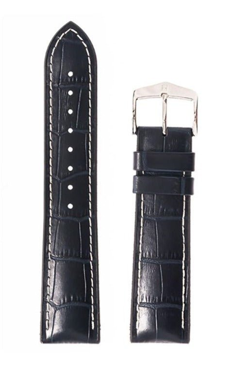 Λουρί Hirsch 09251-28080 George Blue Leather-Rubber Strap - Κοσμηματοπωλείο Goldy