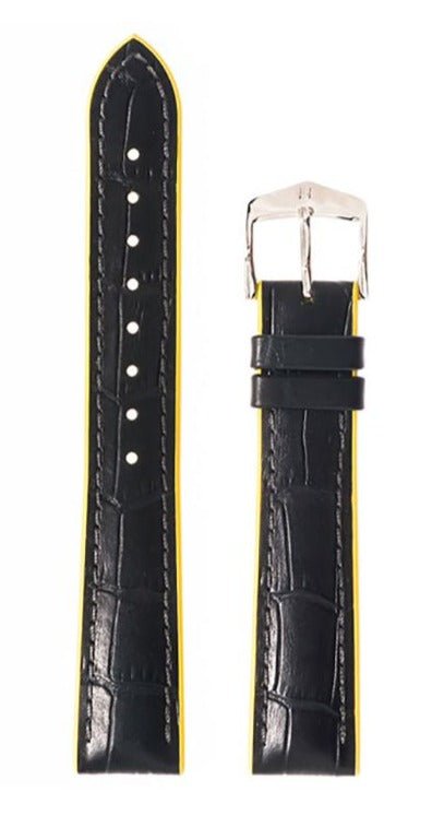 Λουρί Hirsch 09272-28050 Andy Black Leather-Rubber Strap - Κοσμηματοπωλείο Goldy