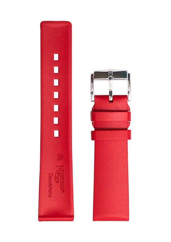 Λουρί Hirsch 4041-8820 Pure Red Rubber Strap - Κοσμηματοπωλείο Goldy