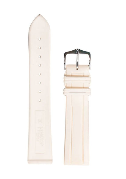 Λουρί Hirsch 4045-8800 Hevea White Caoutchouc Strap - Κοσμηματοπωλείο Goldy