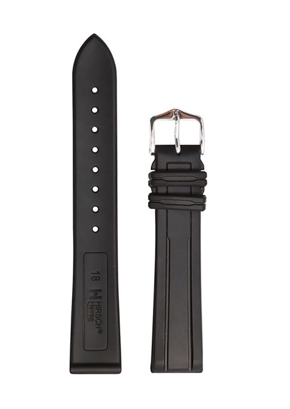 Λουρί Hirsch 4045-8850 Hevea Black Caoutchouc Strap - Κοσμηματοπωλείο Goldy