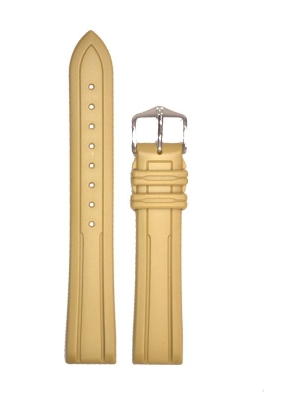 Λουρί Hirsch 4045-8890 Hevea Beige Caoutchouc Strap - Κοσμηματοπωλείο Goldy