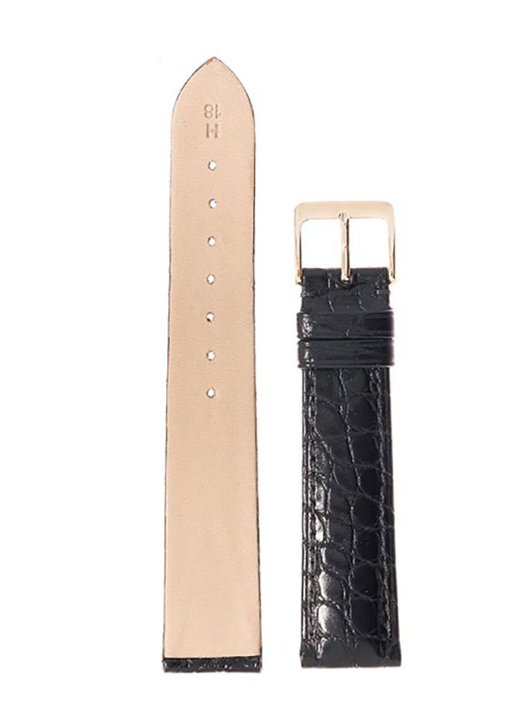 Λουρί Hirsch Alligator Artisanal 7650-0759 Black Leather Strap - Κοσμηματοπωλείο Goldy