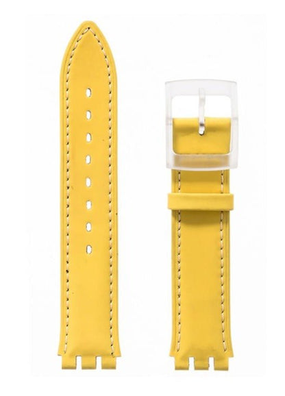 Λουρί Hirsch Ally 6400-9572 Yellow Leather Strap For Swatch - Κοσμηματοπωλείο Goldy