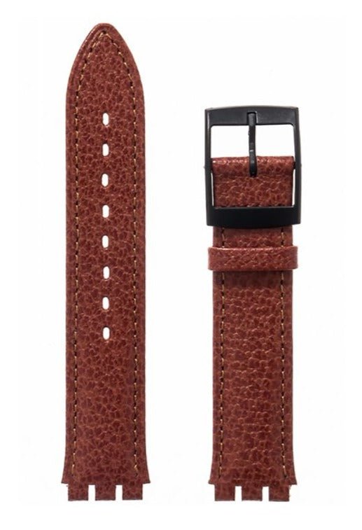 Λουρί Hirsch Andrew 6400-0215 Brown Leather Strap For Swatch - Κοσμηματοπωλείο Goldy