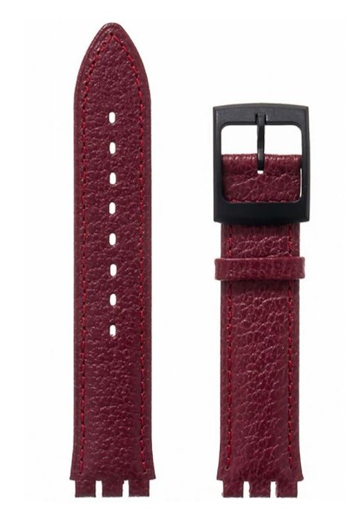 Λουρί Hirsch Andrew 6400-0260 Bordeaux Leather Strap For Swatch - Κοσμηματοπωλείο Goldy